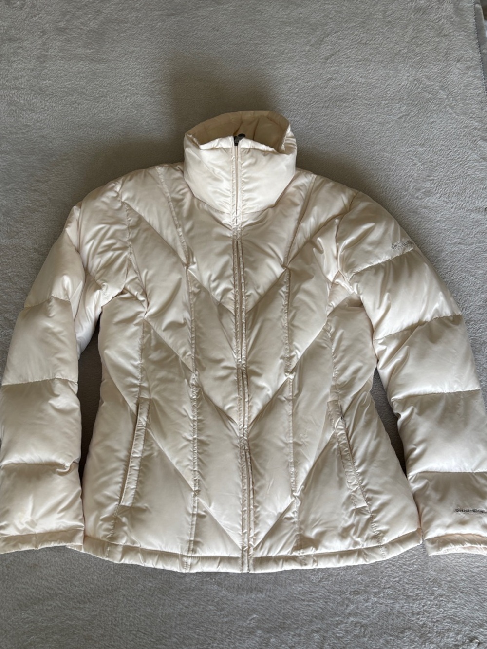 Columbia Omni-Shield Ivory Down Puffer Jacket Women’s L WL5066 EUC